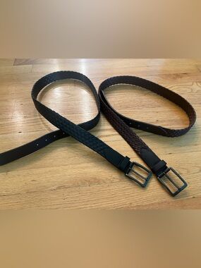2 Samuel Windsor Woven braided Leather Men's Belt - Black and Brown